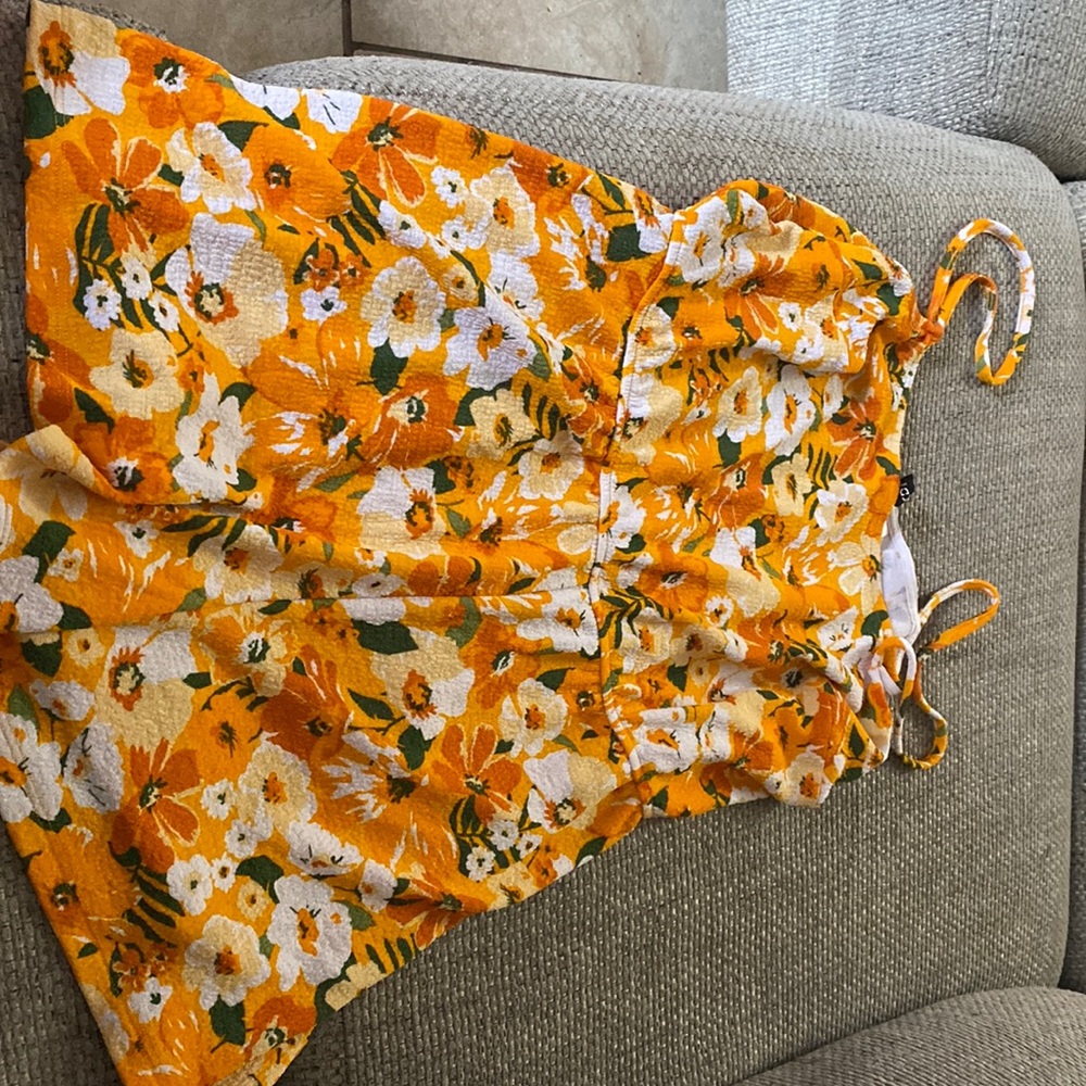 Womens H&M Divided orange floral romper size L